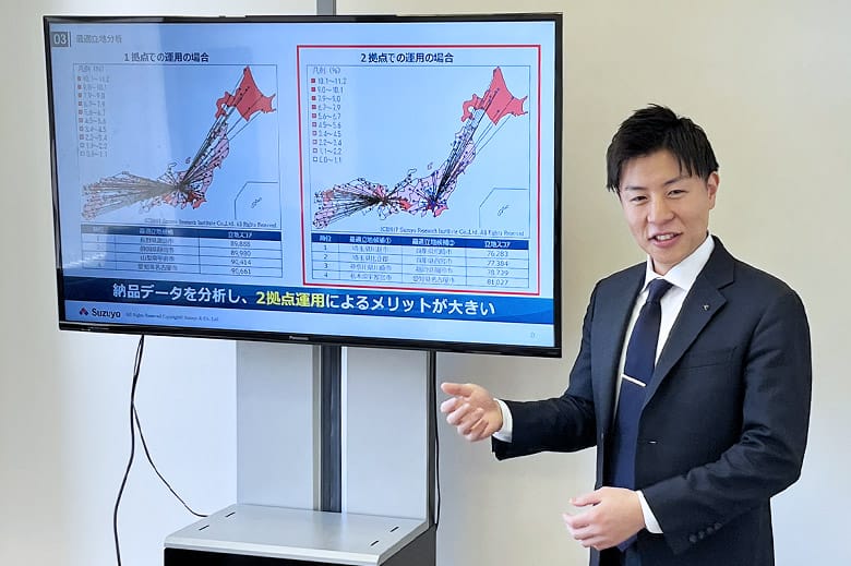 最適立地シミュレーションを使用した倉庫拠点の提案