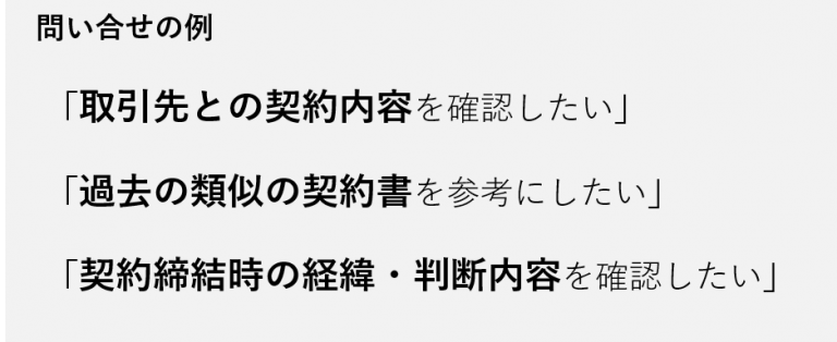 契約書管理お問い合わせ例一覧