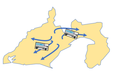 静岡県内の配送の図